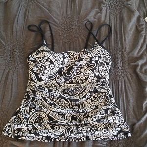 Miraclesuit Tankini Top Black, White, Blue SZ 12